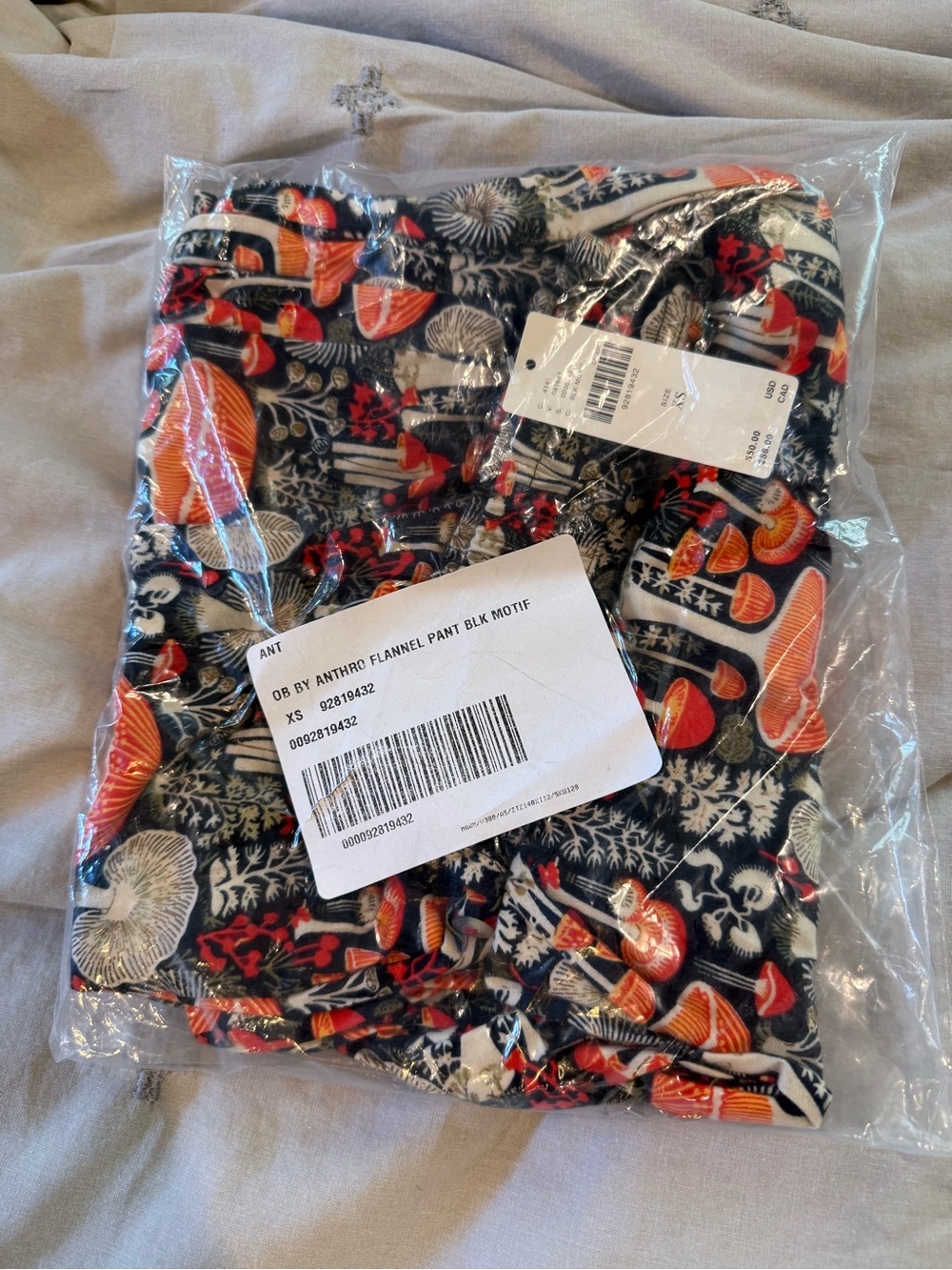 Anthropologie Wow Mushroom Print Flannel Pajama Pants - Picture 2 of 3